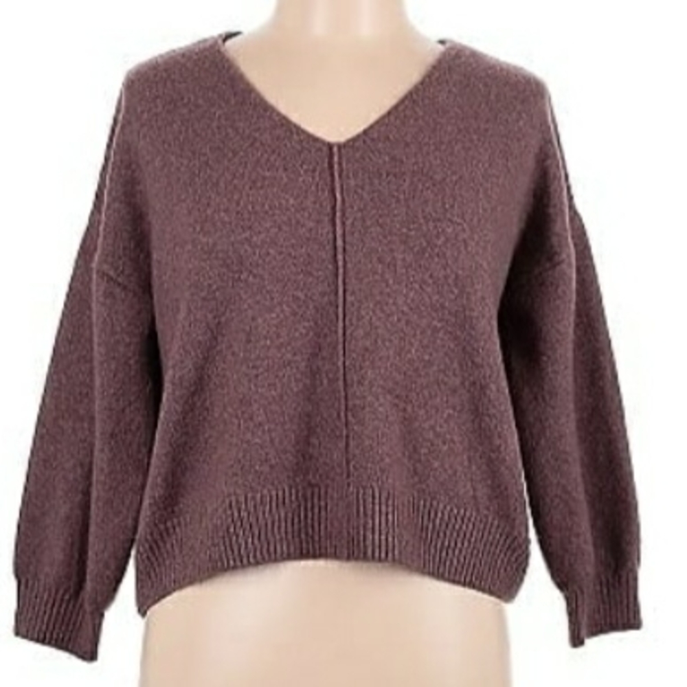 Vince Camuyo V-Neck 3/4 Sleeve Baggy Sweater, L